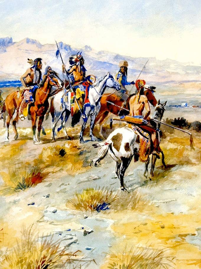 Charles M. Russell - De komst van de blanke man Poster voor wholesale door PERIOD PRINTS