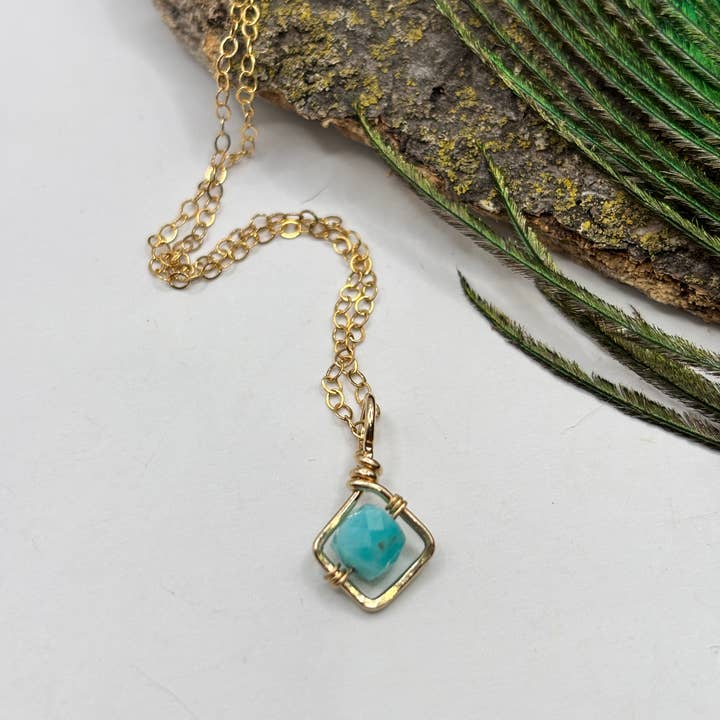 Rachel Renee Jewelry - Wholesale Pendant/Charm Necklace - VERA Dainty Square Gemstone Necklace - More Color Choices 7