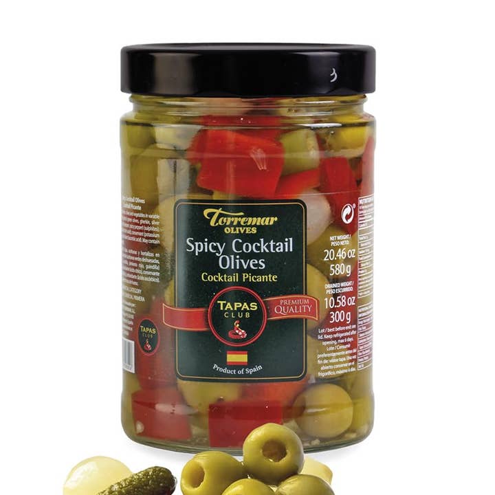 Torremar. Spanish Spicy Cocktail Olives. for wholesale by meDINEterranean