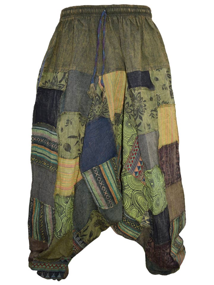 Gheri - Wholesale Pants – Men's - Bohemian Patchwork Stone Washed Cotton Mens Harem Pants2