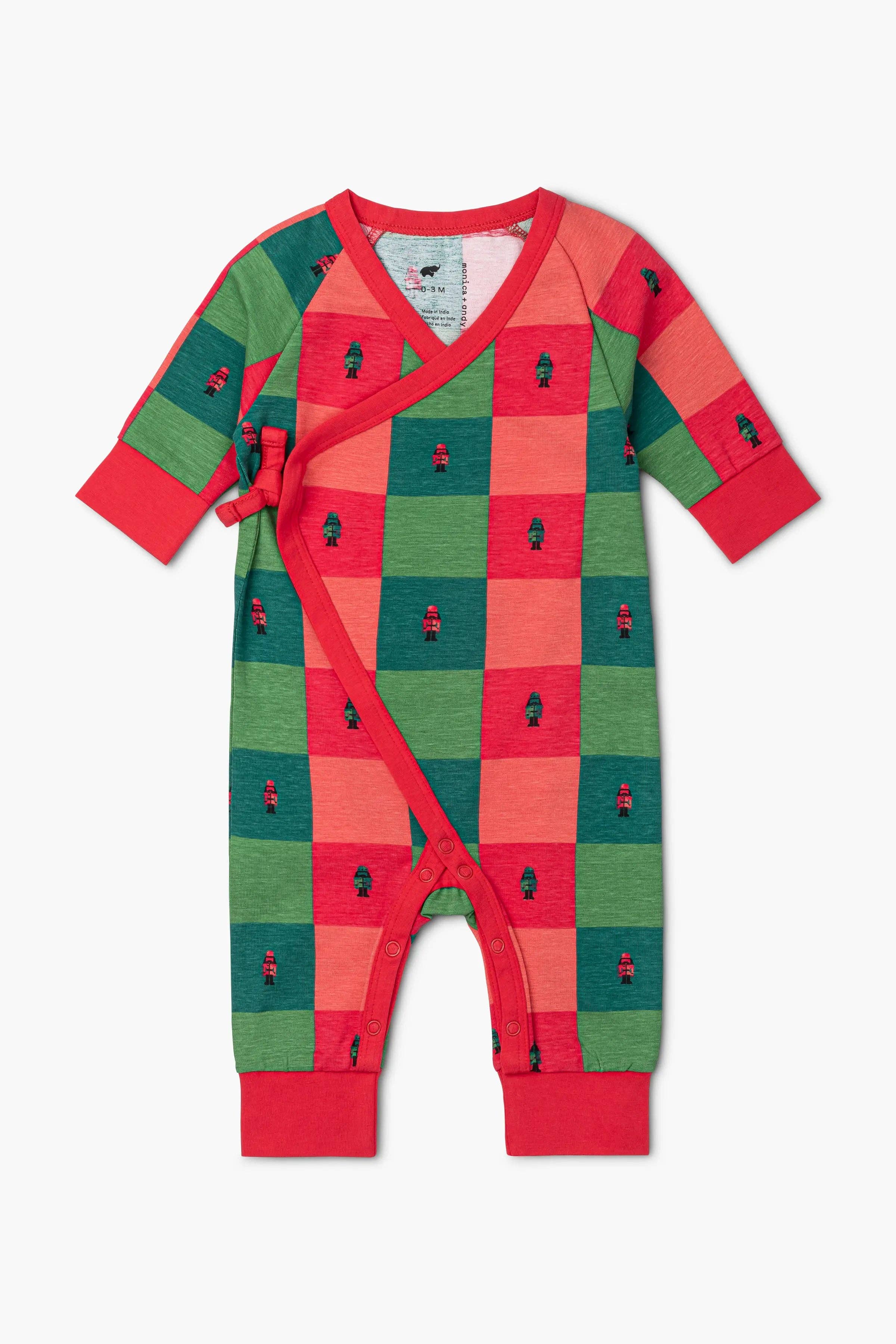 Monica + Andy - Wholesale Jumpsuit - Baby - Kimono Tie One-Piece_Nutcracker Checkerboard0
