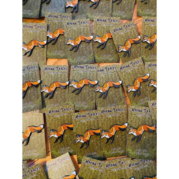 Roamin' Bison Workshop – Engroshandel Reversnål/knap – Rød ræv hård emalje pin | Fox Pin | Dyr kunst | Art Deco |2