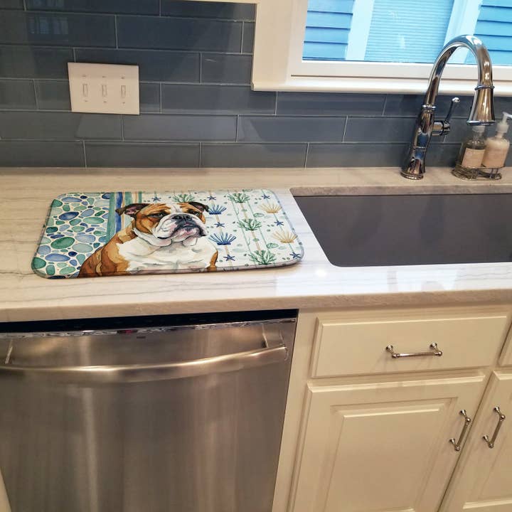 Brindle og hvid engelsk bulldog kystnær havglas skål Dr for engroshandel hos Caroline's Treasures