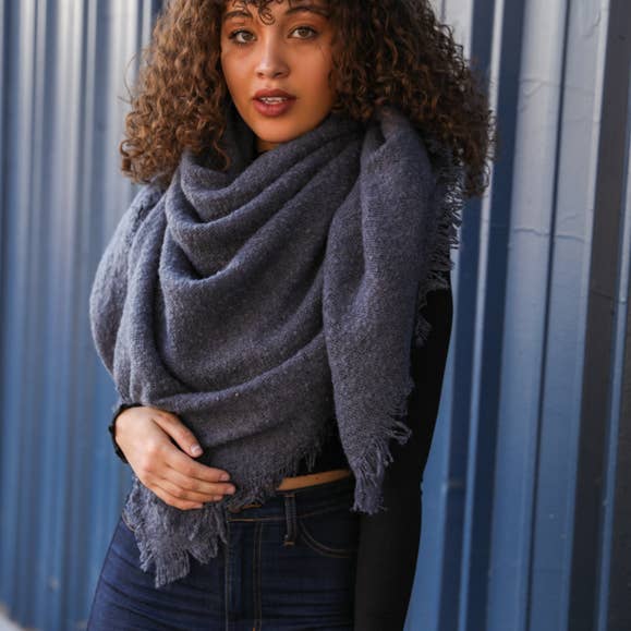 Leto Accessories - Wholesale Scarf - Women's - Cozy Mohair Open Work Square Blanket Scarf ❄️3