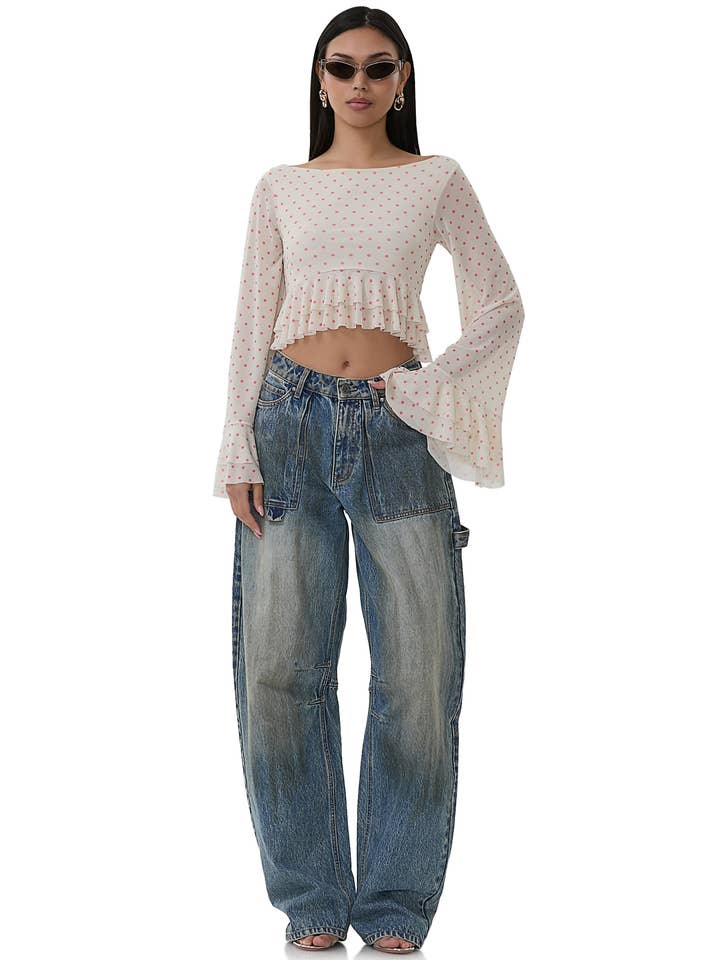 Inaya Top - Coral Micro Dot for wholesale by AFRM