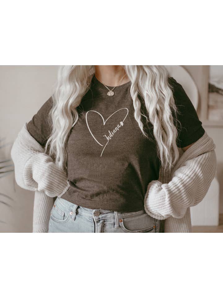 LCC Apparel - Wholesale Screen Printed T-Shirt - Unisex - Heart Indiana Tee