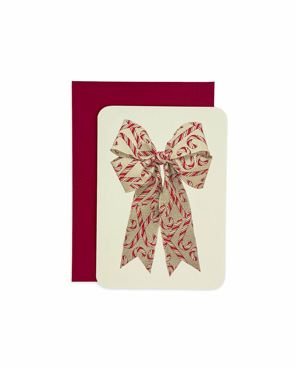 Canonbury Press - Wholesale Season's Greetings Card - Candy Cane Bow Christmas Greeting Card | Christmas Card