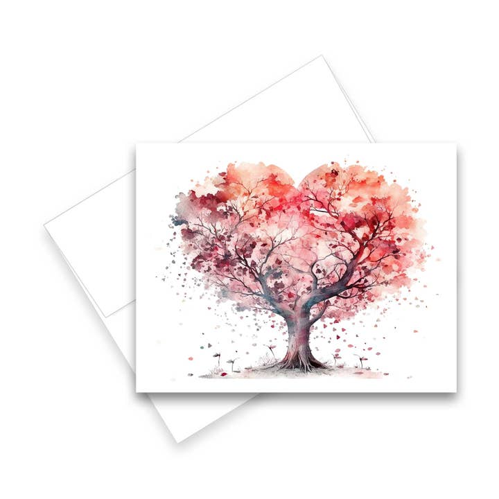 Aria Rae - Wholesale Stationery/Notecard Set - Assorted Heart Tree Greeting Cards, Set of 63