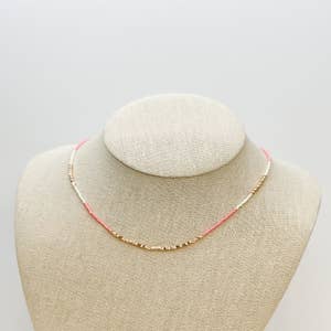1 Pc Women Simple Seed Beads Strand Necklace String Beaded Short