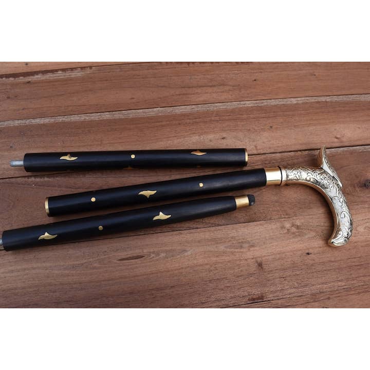 Arts King - Wholesale Decorative Tabletop Object - Antique Brass Walking Stick Cane For Adults,3