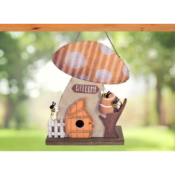 Sunset Vista Designs - Wholesale Bird house - Yellow Mushroom Birdhouse1