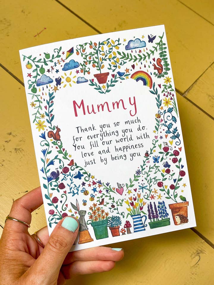 Illustreret Mors Dags Hjertehilsen Kort for engroshandel hos Ruby and Rafe