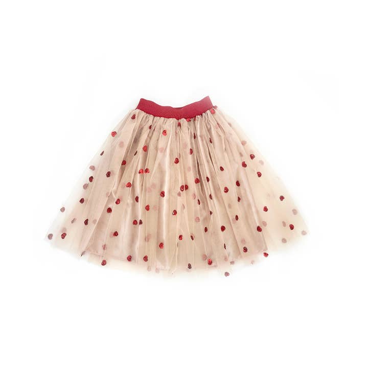 Célestine long petticoat - Beige with red heart for wholesale by Ratatam!