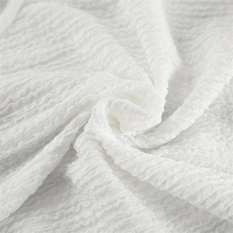 WHITE Bubble Texture Sleeveless Tie Waist Vest Hotpants Set for wholesale on Faire8