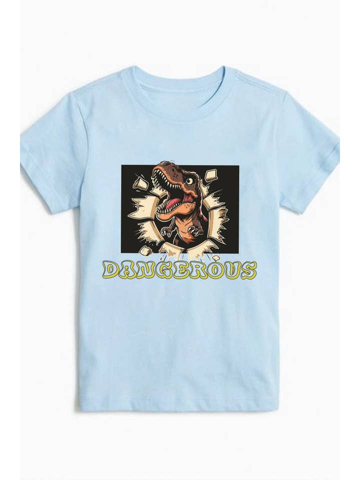 KNOCK ON THE STYLE - Vendita all'ingrosso Maglietta serigrafata - Bambini - L1017 - T-shirt con grafica DANGEROUS2