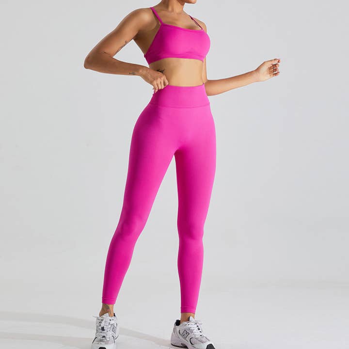 Women's Athletic Set:Cross Back Bra And High-Waist Leggings for wholesale by Sodalemon