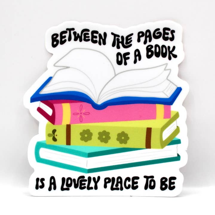 Between Pages of a Book Sticker for wholesale by Crowded Cat Studio