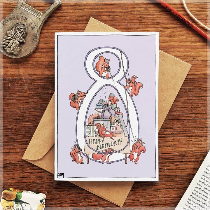 8º Aniversário - Cartão de Saudação por atacado de Erlenmeyer Art