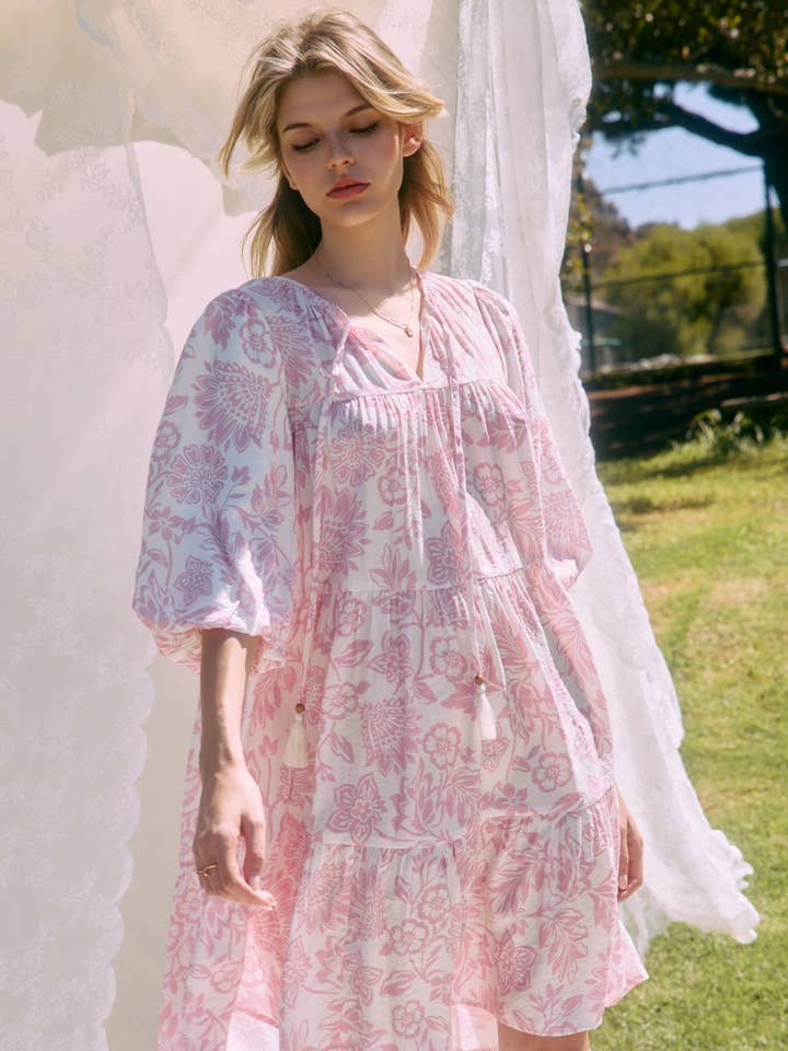 Oddi - Wholesale Dress - Women's - Plus Boho Printed Baby Doll Mini Dress14