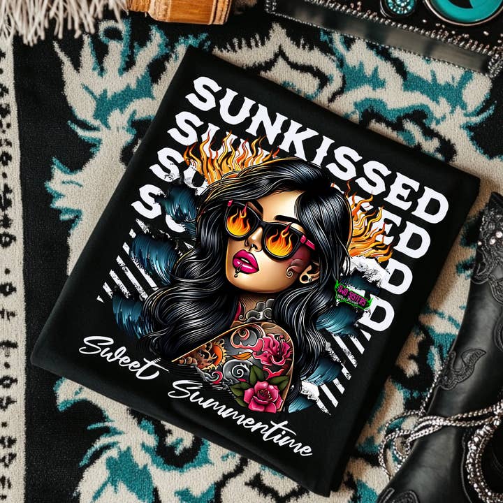 EXCLUSIVE*Sunkissed- Black Mineral Wash TShirt, Black Rocker Tank, Sweatshirt, Hoodie, or Zip Up Hoodie for wholesale by Two Sisters Who Design