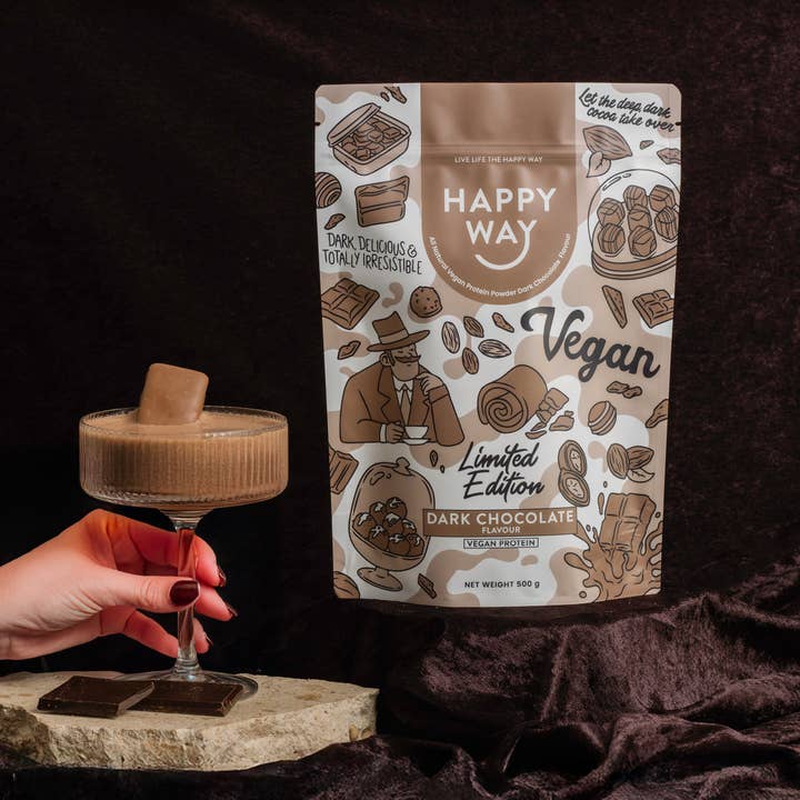Happy Way - Wholesale Protein/superfood powder - Dark Chocolate Vegan Protein Powder 500g3