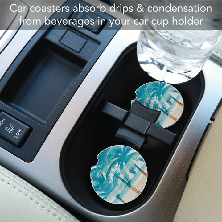 Conimar Promotions - Wholesale Coasters - "Beachscapes Palm" 1 Pack Absorbent Stone Car Coaster 3