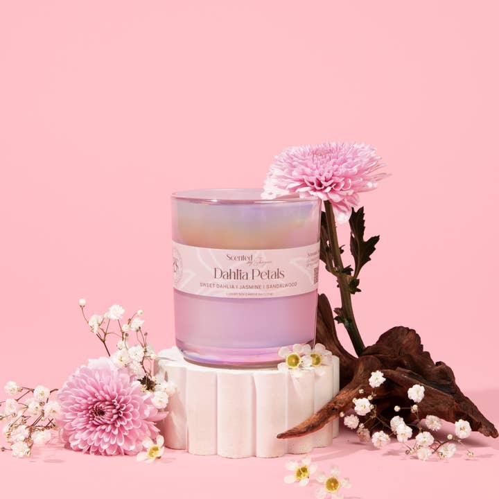 Dahlia Petals- 8 oz Luxury Soy/ Spring Candle for wholesale by Scented By Shayian