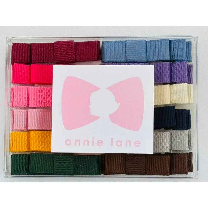 Box of 12 hair bows - solid 6 for wholesale by Annie Lane