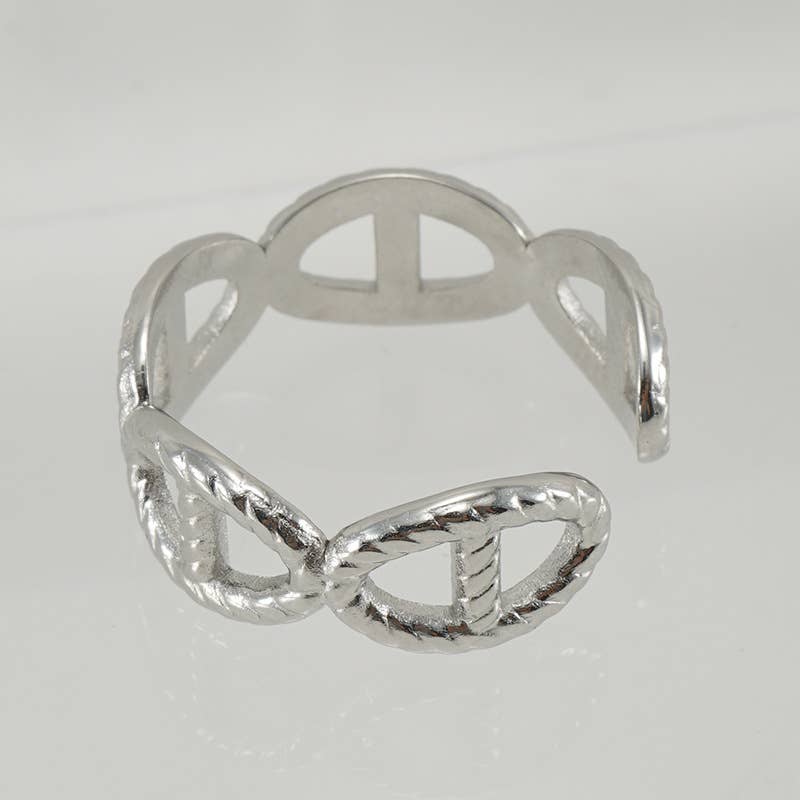 Lily Clothing - Wholesale Band/Stacked Ring - TITANIUM CUTOUT ADJUSTABLE STAINLESS STEEL RING1