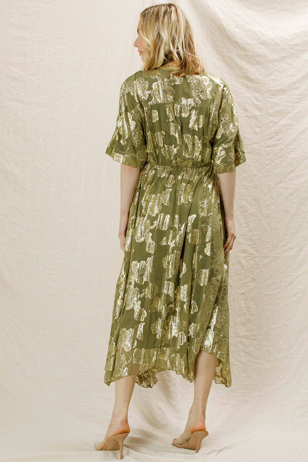 En Crème - Vente Robe – femme - Robe longue à manches kimono à col en V18