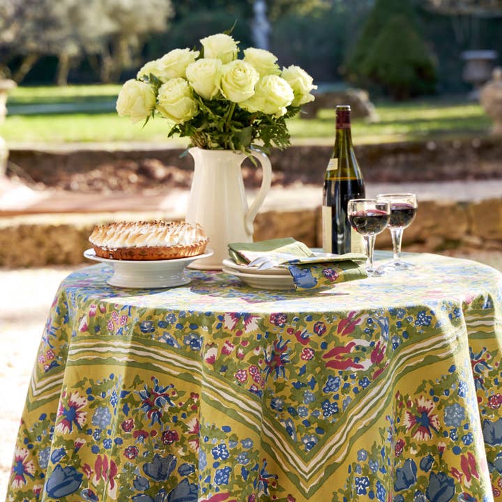 Couleur Nature - Wholesale Tablecloth - Jardin Blue & Vert | Tablecloth