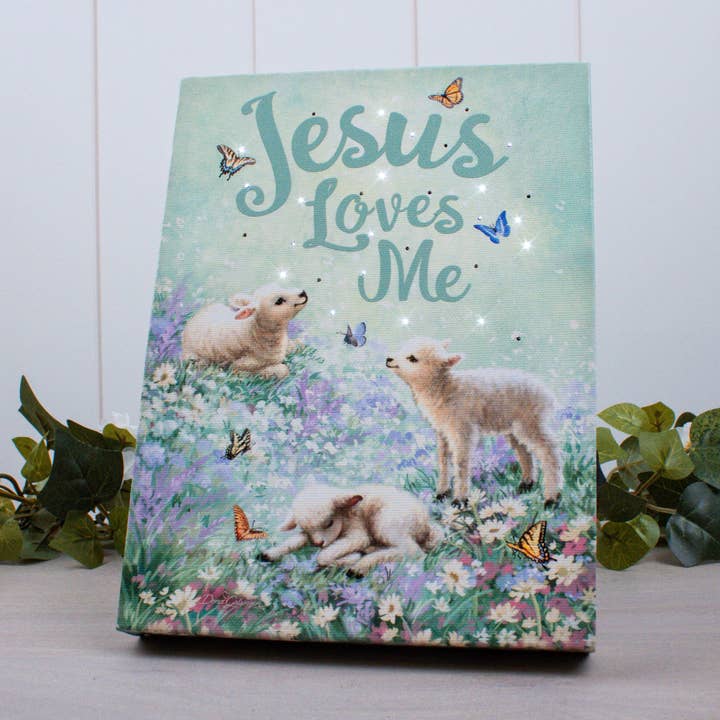 Jesus Loves Me 8x6 - Tela da tavolo illuminata per la vendita all'ingrosso da parte di Glow Decor