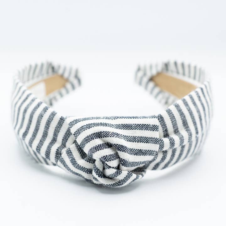 Nautical Blue & White Stripe Knot Headband | Women & Girls for wholesale by Maddie and Me Handmade