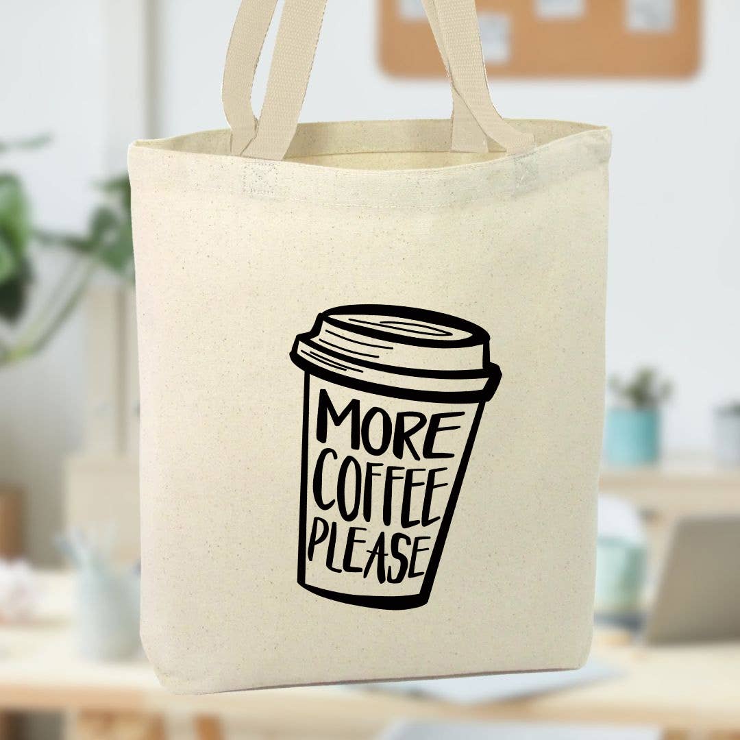 Anna B. Shop - Vente Tote bag – unisexe - Sac fourre-tout en toile More Coffee Please, personnalisé2