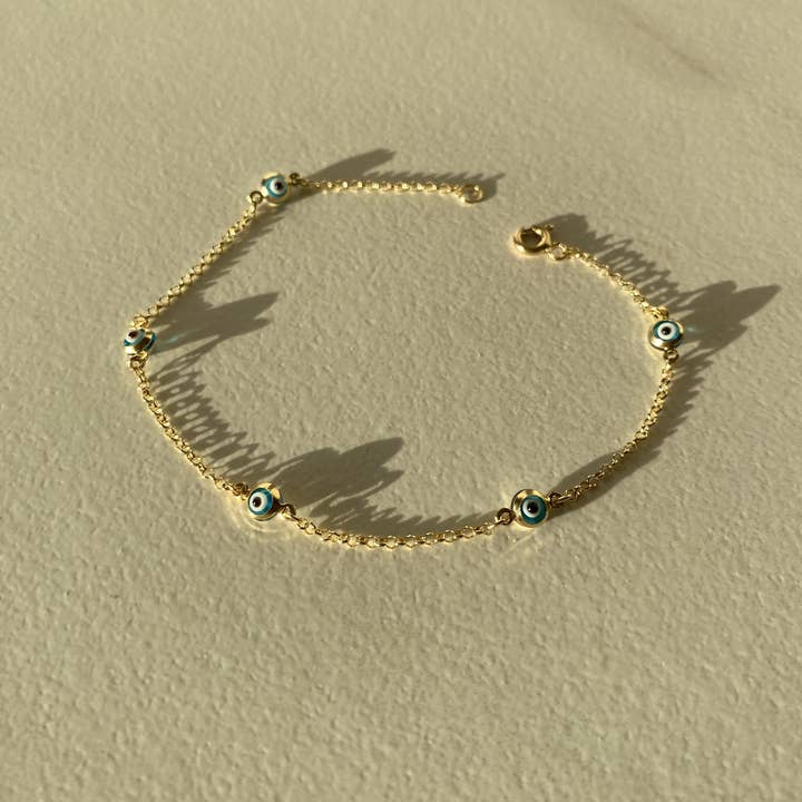Kimiya Designs - Wholesale Charm/Dangle Bracelet - 14k Evil Eye Bracelet
