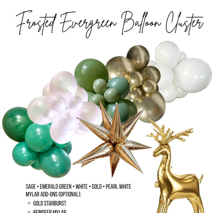 Frostad klunga av ballonger med vintergrön girland för wholesale av Ellie's Party Supply