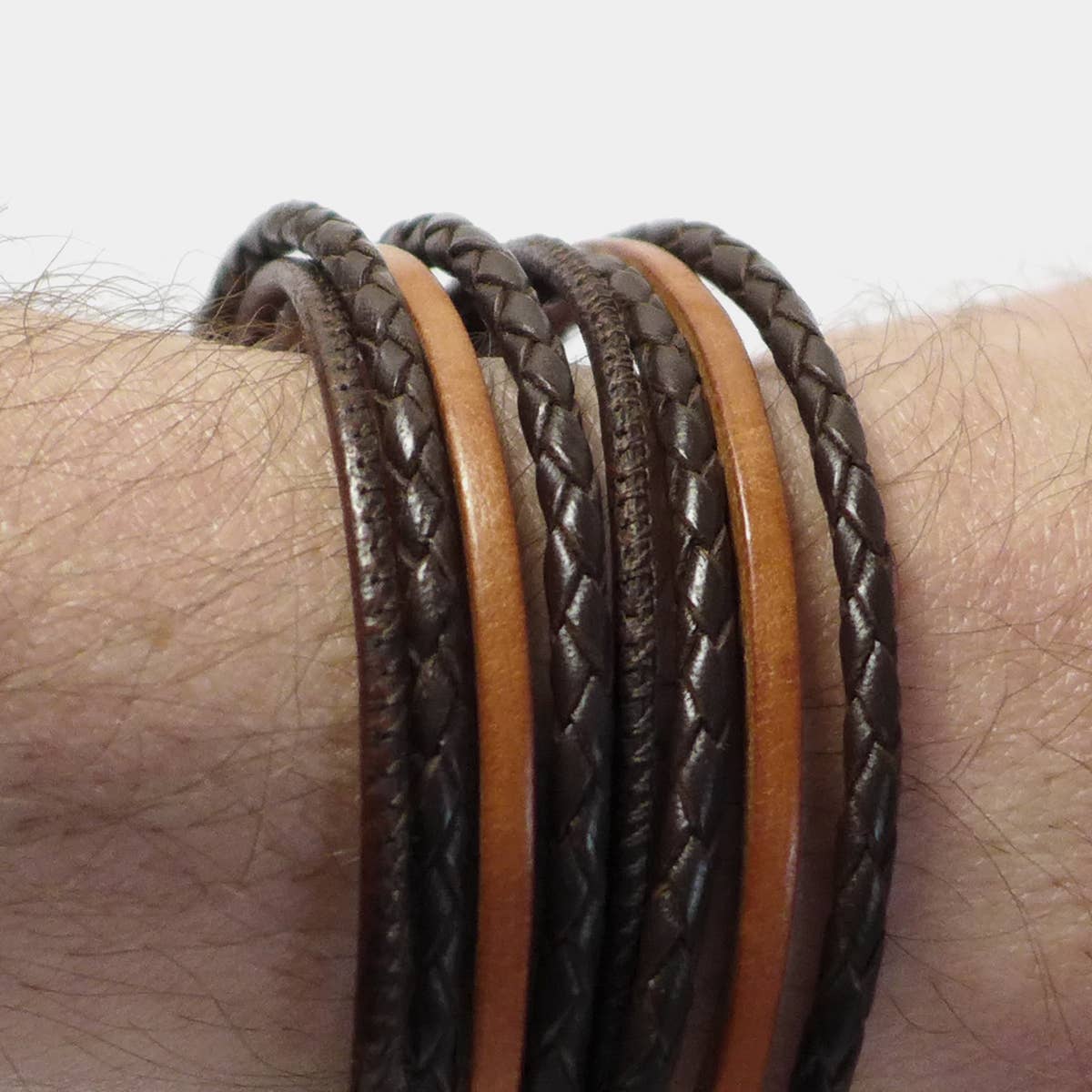 STARBEIT - Wholesale Woven/Braided Bracelet - Stylish Men's Bracelet Leather Star LC27 made of Genuine Leather2