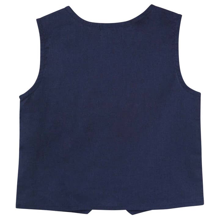Designer Kidz - Wholesale Outerwear Vest - Kids - Finley Linen Vest - Navy2