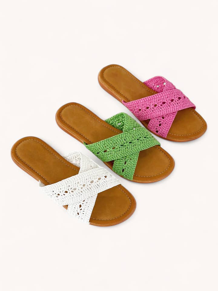 CCOCCI - Wholesale Sandals - Women's - VIABLE-7 CROCHET KNITTED CROSS STRAP SANDALS2