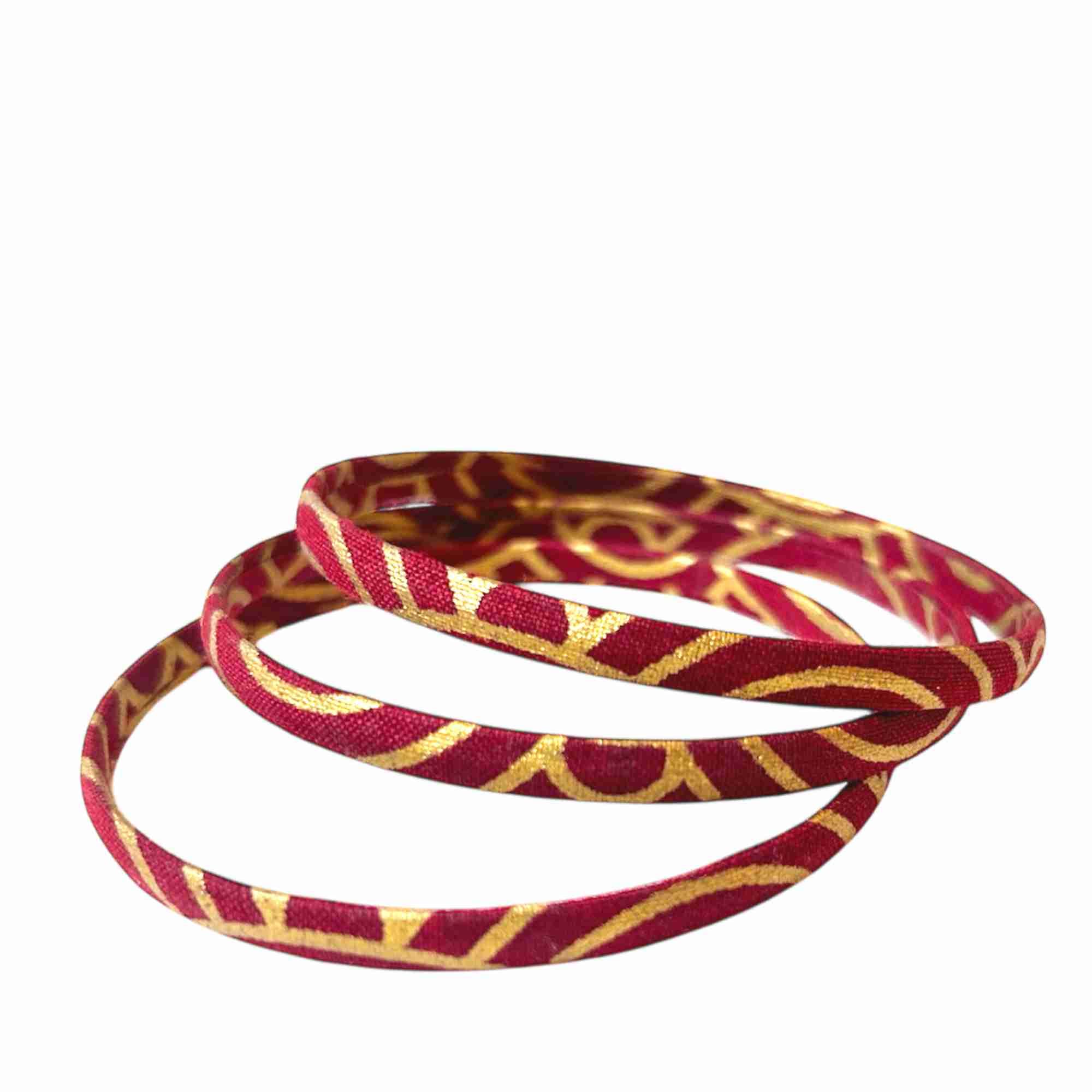 Melokane – Großhandel Armreif – Armband aus traditionellem japanischem Seigaiha-Stoff in Rot/Gold1