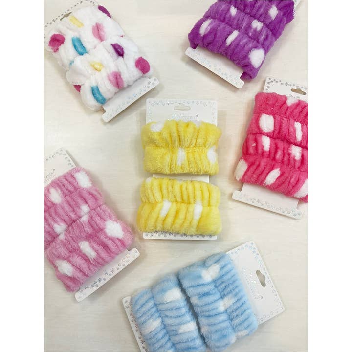 MIX COLOR 2-pc Polkadot Face Wash Wristband Set for wholesale on Faire3