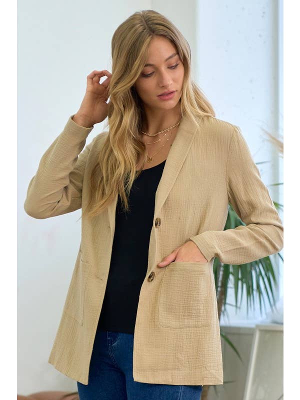 Doe and Rae - Wholesale Blazer - Women's - Cotton Gauze Blazer - 10185J2