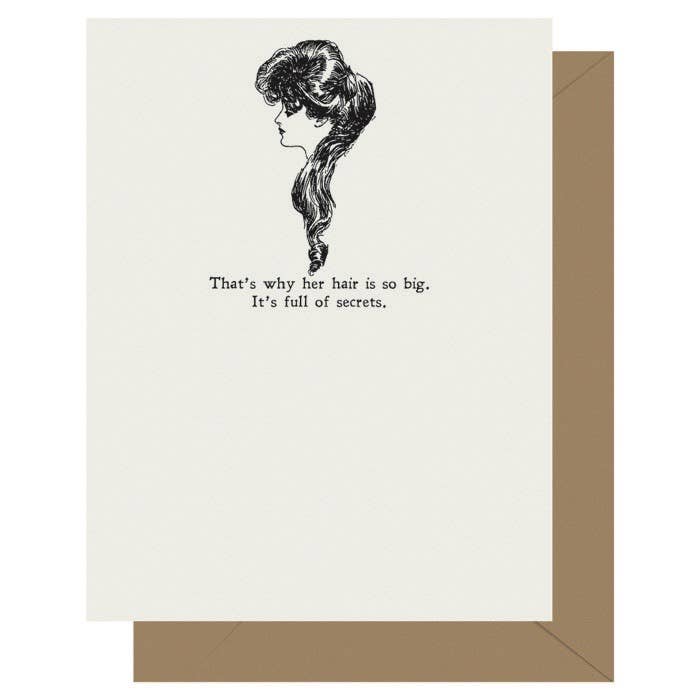 Gibson Girl Secrets Letterpress Greeting Card for wholesale by Letterpress Jess