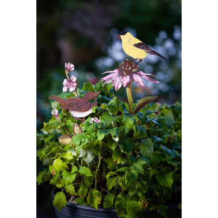 Elegant Garden Design – Estaca de jardim/relva por atacado – Pintassilgo em Flor de Cone - Pintado1