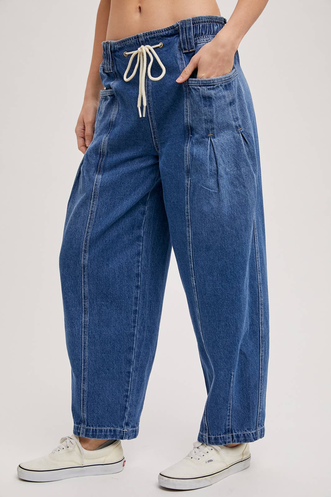 Bluivy - Wholesale Jeans - Women's - DENIM BARREL LOW-RISE CORDE DRAWSTRING PULL-ON JEANS13