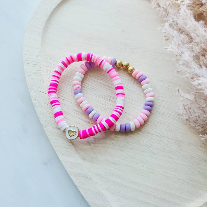 Taylor Toms Designs - Wholesale Beaded Bracelet - Pink Heart Bracelet3