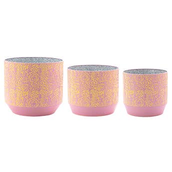 Napco - Wholesale Plant Pot - Pink & Yellow Patterned Planter - Storage(3) Item # 17184 0