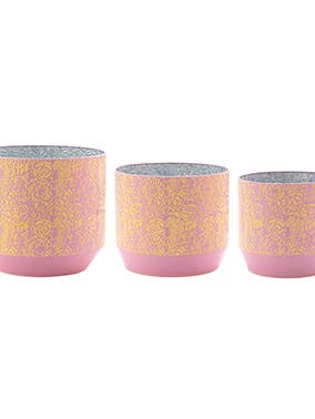 Planter, Set of 3 Floral Item # 17184 January for wholesale by Napco