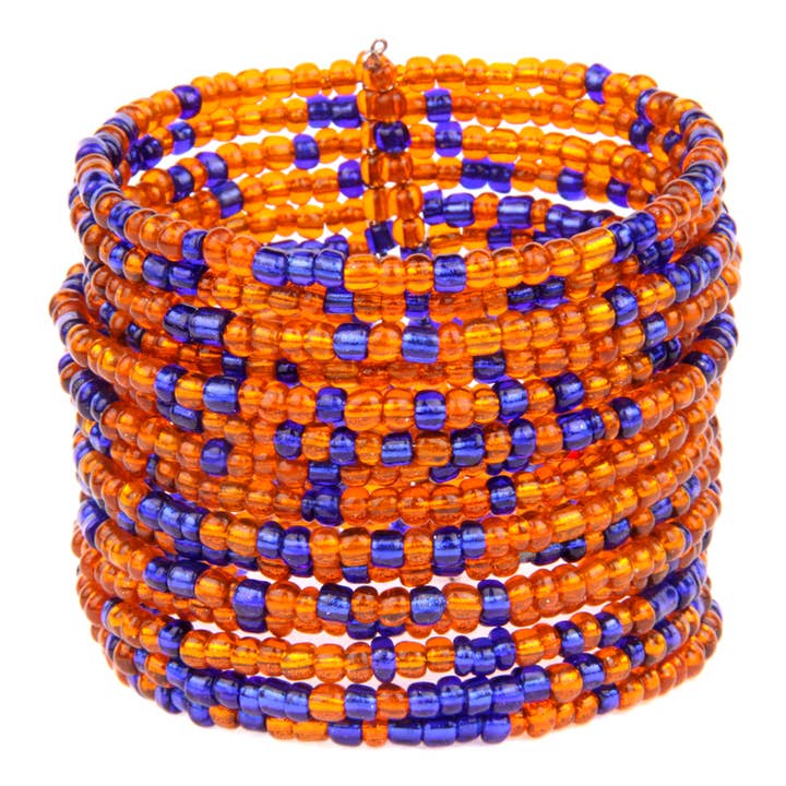 Manchette métallique Game Day en orange et bleu pour la vente par Erik & Mike