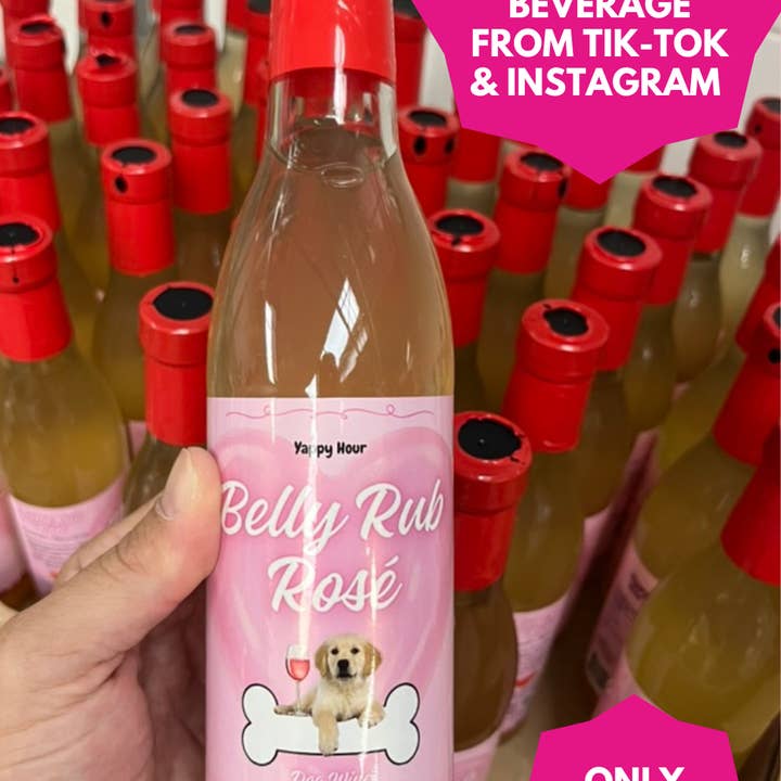 Yappy Hour - Wholesale Pet Treats - Dog - Belly Rub Rosé Dog Wine | 6ct | Watermelon5